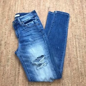 KanCan Mid Rise Skinny Women's Jeans Size 7/27 Distressed Medium Wash KC8358M